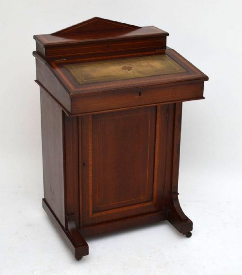 Antique Edwardian Inlaid Mahogany Davenport Desk
