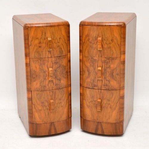 1920’S Pair of Art Deco Walnut Bedside Chests