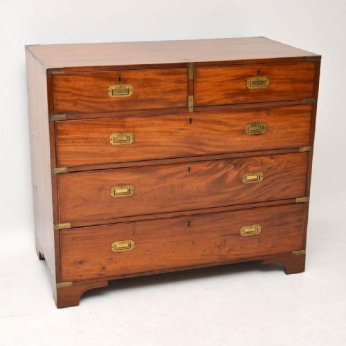 Antique Mahogany Military Campaign Chest of Drawers