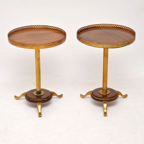 Pair of Antique Mahogany & Brass Wine Tables