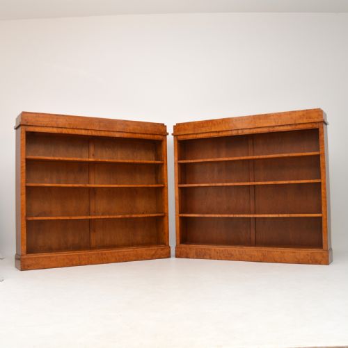 Pair of Antique Swedish Biedermeier Satin Birch Open Bookcases