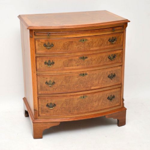 Antique Burr Walnut Bow Front Chest of Drawers