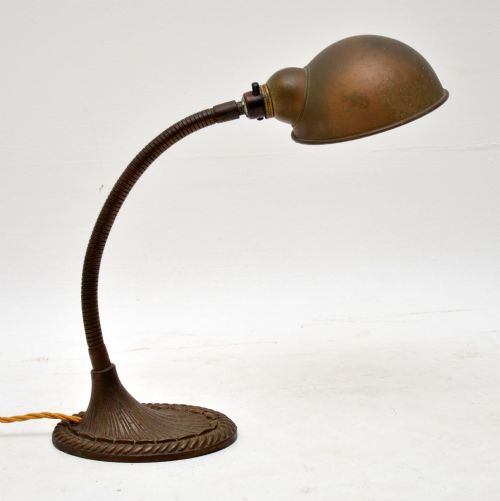 Antique Patinated Brass Art Nouveau Desk Lamp