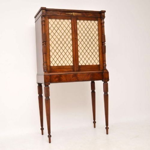 Antique Regency Style Mahogany Grill Front Drinks Cabinet