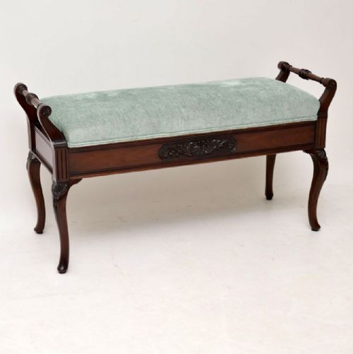 Antique Victorian Mahogany Duet Piano Stool
