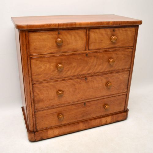 Large Antique Victorian Satin Birch Chest of Drawers