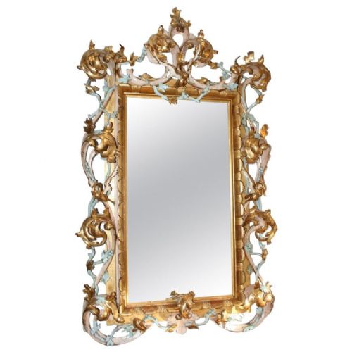 Large Antique Venetian Gilt Wood Mirror