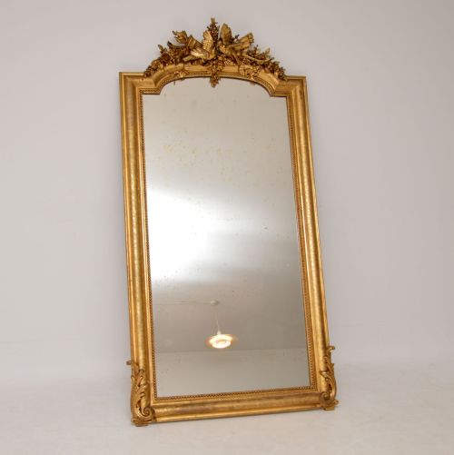 Large Antique French Carved Gilt Wood Mirror