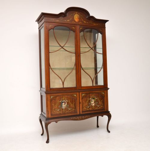 Antique Edwardian Painted Mahogany Display Cabinet