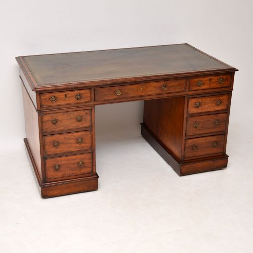 Antique Victorian Mahogany Leather Top Desk