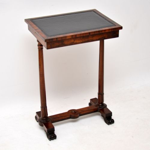 Antique William IV Rosewood Leather Top Side Table