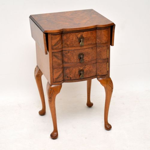 Antique Burr Walnut Drop Leaf Side Table
