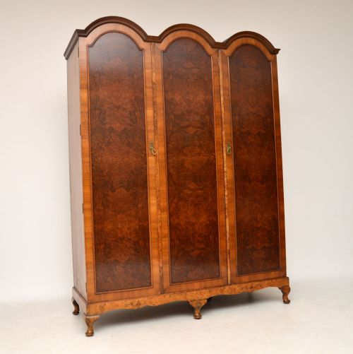 Antique Burr Walnut Triple Wardrobe