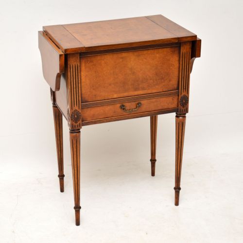 Antique Burr Walnut Drop Leaf Side Table
