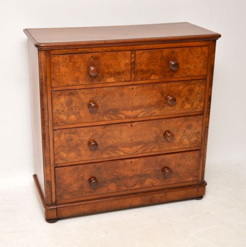 Large Antique Victorian Burr Walnut Chest of Drawers