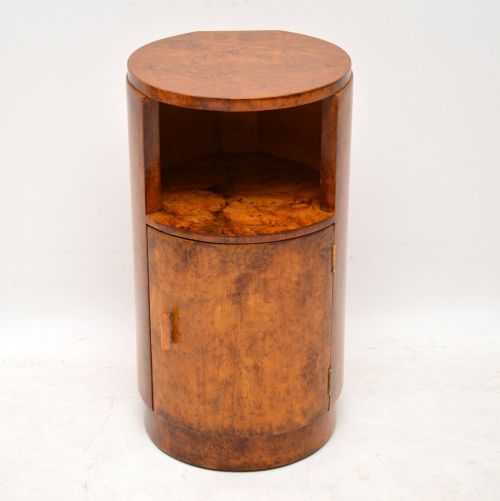 Art Deco Burr Yew Wood Bedside Cabinet