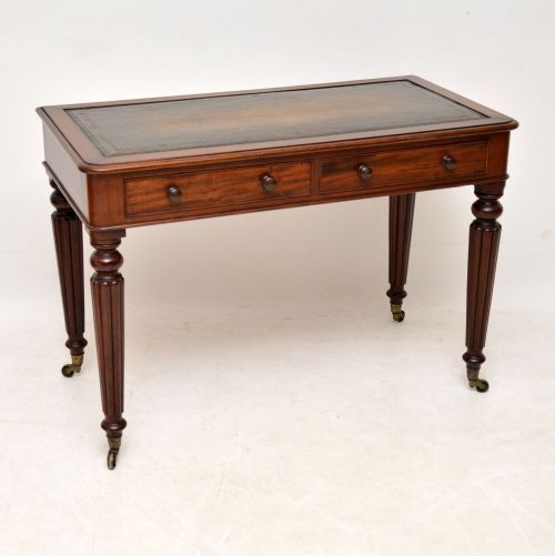 Antique Victorian Mahogany Leather Top Writing Table