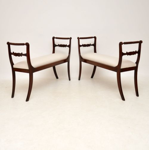 Pair of Antique Regency Mahogany Window Seats / Benches