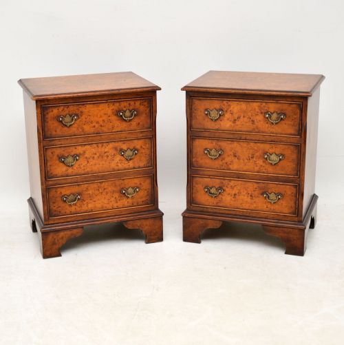 Pair of Antique Burr Walnut Bedside Chests