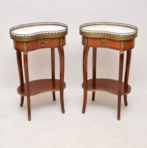 Pair of French Marble Top Kidney Side Tables