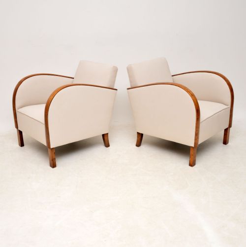 fig 1. Pair of Swedish Art Deco Satin Birch Armchairs
