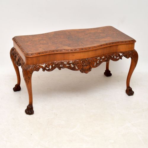 Antique Burr Walnut Queen Anne Style Coffee Table