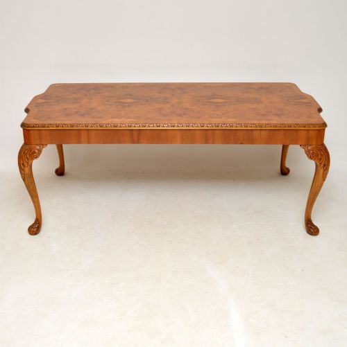 fig 1. Antique Queen Anne Burr Walnut Dining Table & 8 Chairs