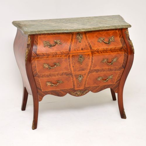 Antique French Marble Top Bombe Chest