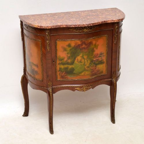 Antique French Marble Top Side Cabinet