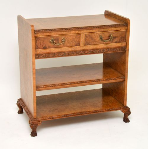 Antique Burr Walnut 3 Tier Buffet Server Table
