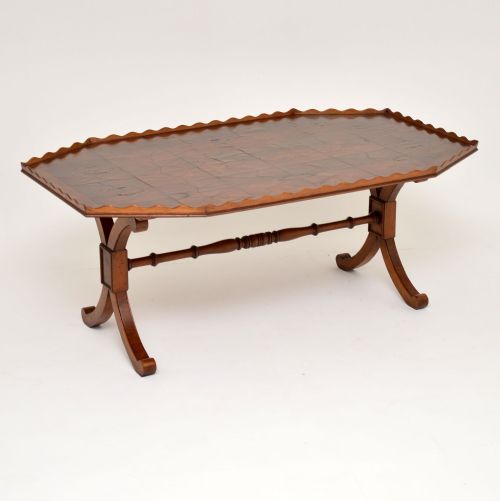 Antique Yew Wood Oyster Veneer Coffee Table
