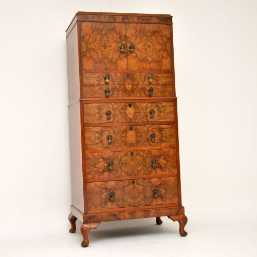 Antique Burr Walnut Cabinet on Chest