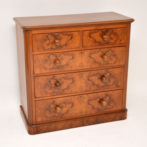 Antique Victorian Burr Walnut Chest of Drawers