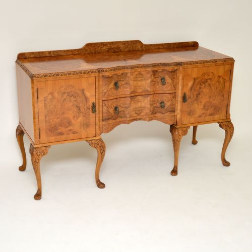 Antique Queen Anne Burr Walnut Sideboard