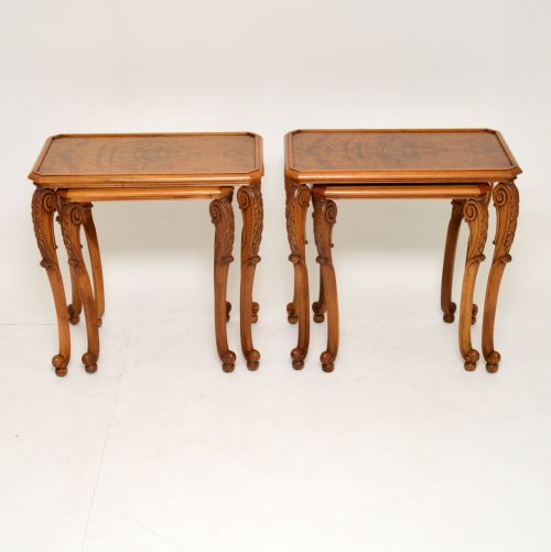 Pair of Antique Burr Walnut Nesting Side Tables