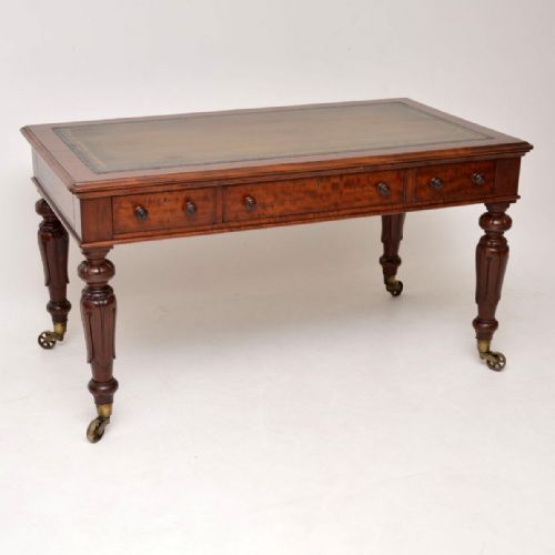 
Large Antique William IV Mahogany Leather Top Writing Table