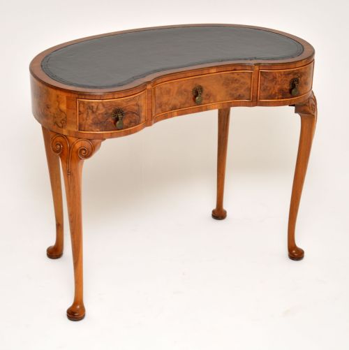 Antique Burr Walnut Kidney  Desk
