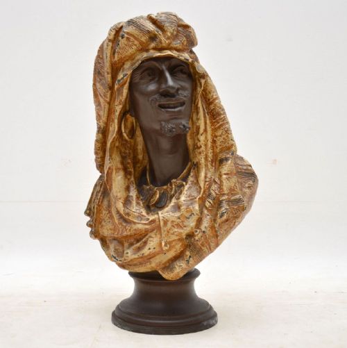 Antique Bronzed Spelter Bust of a Moorish Man