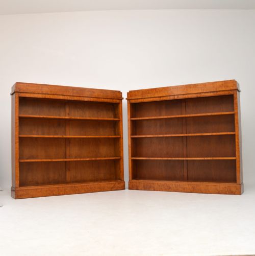 
Pair of Antique Swedish Biedermeier Satin Birch Open Bookcases