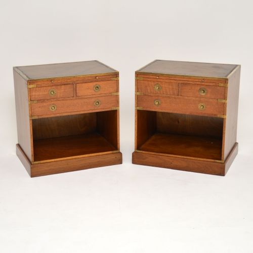 Pair of Antique Mahogany Military Campaign Style Cabinets