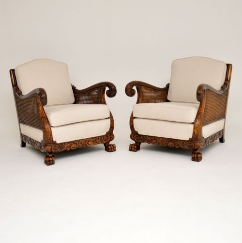 
Pair of Antique Swedish Satin Birch Armchairs
