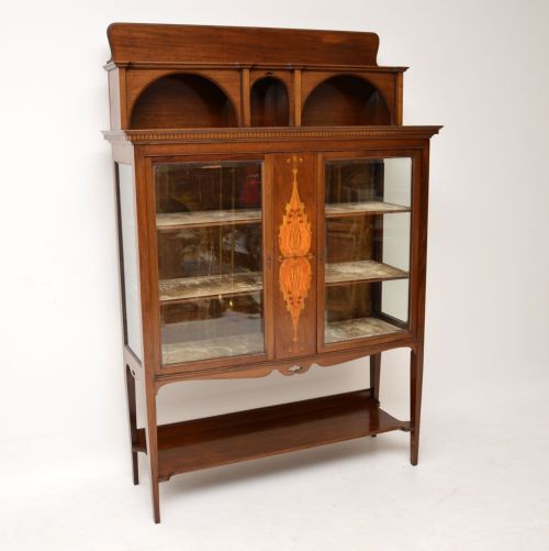 Antique Art Nouveau Inlaid Mahogany Cabinet Liberty of London