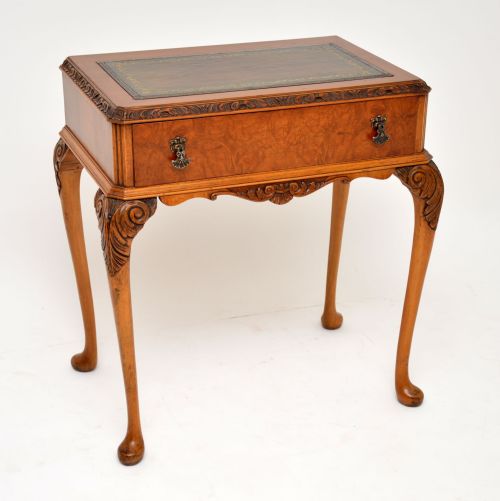 
Antique Burr Walnut Leather Top Writing Table