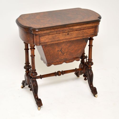 Antique Victorian Burr Walnut Games & Work Table