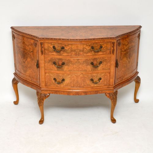 Antique Queen Anne Style Burr Walnut Sideboard