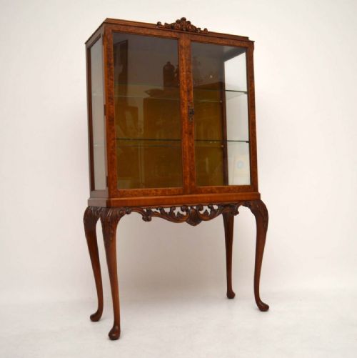 Antique Burr Walnut Display Cabinet