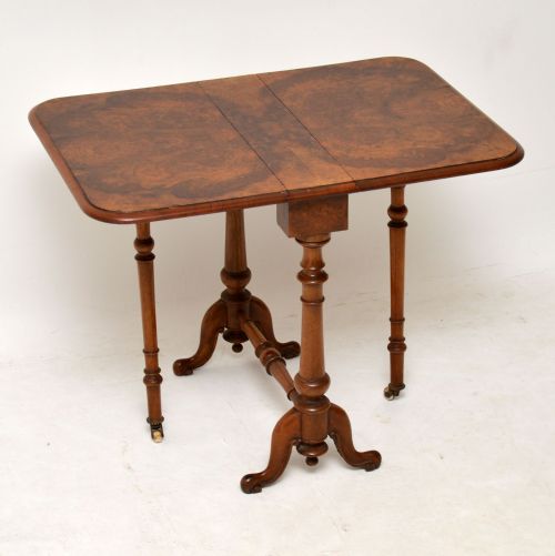 Antique Burr Walnut Drop Leaf Side Table