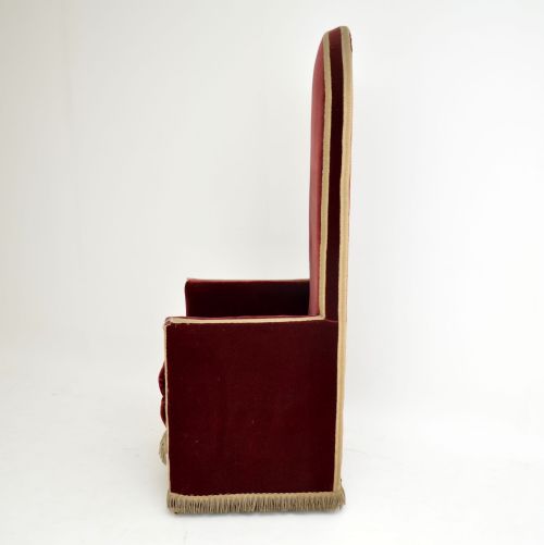 fig 1. Antique Victorian Velvet Porters Chair / Armchair