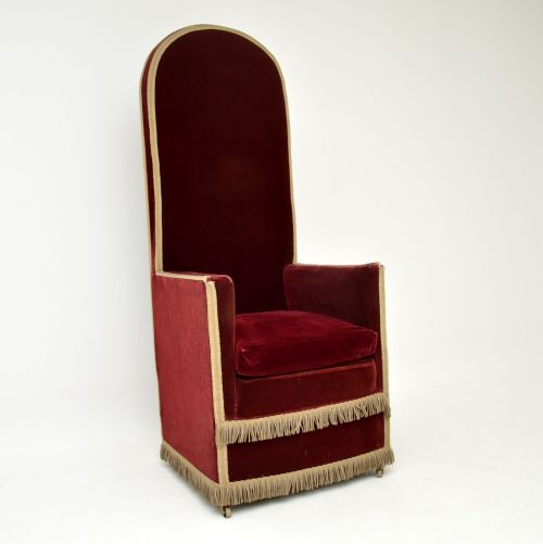 Antique Victorian Velvet Porters Chair / Armchair