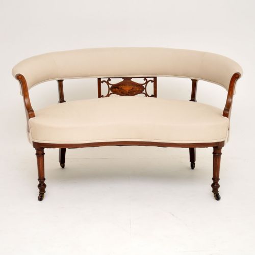 fig 1. Antique Victorian Inlaid Rosewood & Mahogany Settee